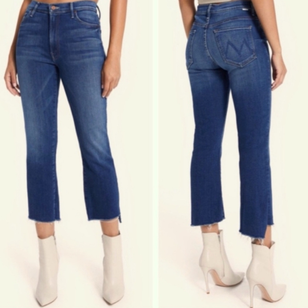 Mother Insider Crop Step Fray Jeans Blue Moon